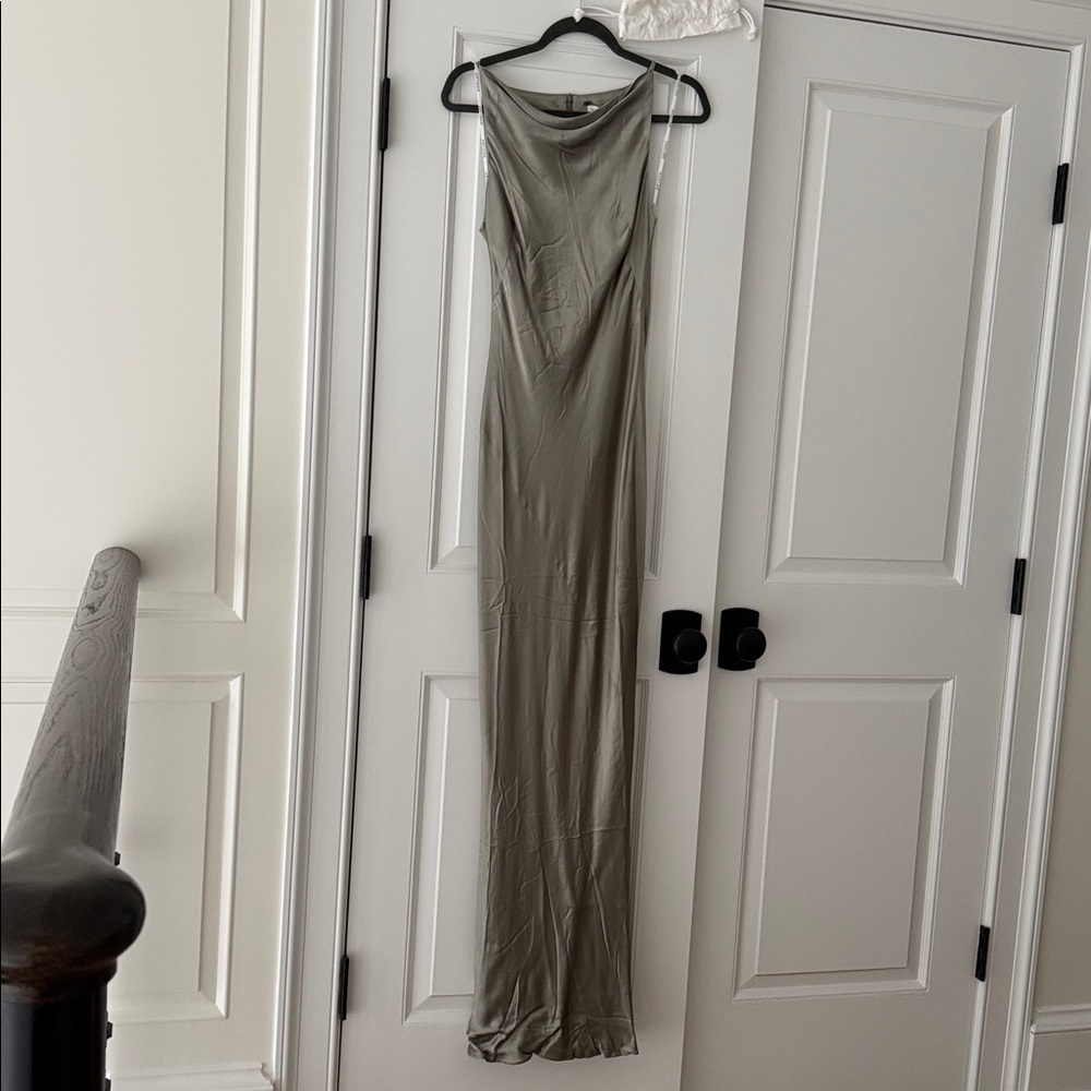 Shona Joy La Lune High Neck Cowl Silk Maxi Dress - Sage - Picture 10 of 10